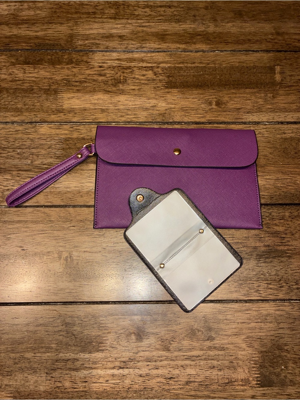 Purple Wristlet Clutch Set - Sleek Safiano Leather - Picture 6 of 10